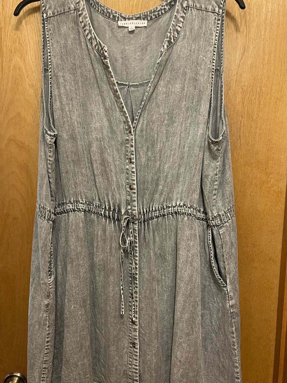 Jane and Delancey Washed Gray Sleeveless Drawstring Dress